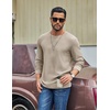 image:imageCOOFANDY Mens Waffle Long Sleeve Shirt Crew Neck Cotton Blend Basic T ShirtMoon Gray