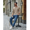 image:imageCOOFANDY Mens Waffle Long Sleeve Shirt Crew Neck Cotton Blend Basic T ShirtMoon Gray