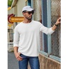 image:imageCOOFANDY Mens Waffle Long Sleeve Shirt Crew Neck Cotton Blend Basic T ShirtWhite