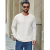 image:imageCOOFANDY Mens Waffle Long Sleeve Shirt Crew Neck TShirts Cotton Tee Shirts01white