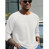 image:imageCOOFANDY Mens Waffle Long Sleeve Shirt Crew Neck TShirts Cotton Tee Shirts01white