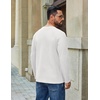 image:imageCOOFANDY Mens Waffle Long Sleeve Shirt Crew Neck TShirts Cotton Tee Shirts01white