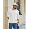 image:imageCOOFANDY Mens Waffle Long Sleeve Shirt Crew Neck TShirts Cotton Tee Shirts01white