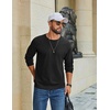 image:imageCOOFANDY Mens Waffle Long Sleeve Shirt Crew Neck TShirts Cotton Tee ShirtsBlack