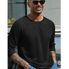 image:imageCOOFANDY Mens Waffle Long Sleeve Shirt Crew Neck TShirts Cotton Tee ShirtsBlack
