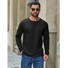 image:imageCOOFANDY Mens Waffle Long Sleeve Shirt Crew Neck TShirts Cotton Tee ShirtsBlack