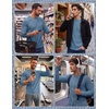 image:imageCOOFANDY Mens Waffle Long Sleeve Shirt Crew Neck TShirts Cotton Tee ShirtsBluegray