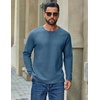 image:imageCOOFANDY Mens Waffle Long Sleeve Shirt Crew Neck TShirts Cotton Tee ShirtsBluegray
