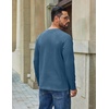 image:imageCOOFANDY Mens Waffle Long Sleeve Shirt Crew Neck TShirts Cotton Tee ShirtsBluegray