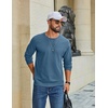 image:imageCOOFANDY Mens Waffle Long Sleeve Shirt Crew Neck TShirts Cotton Tee ShirtsBluegray