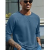 image:imageCOOFANDY Mens Waffle Long Sleeve Shirt Crew Neck TShirts Cotton Tee ShirtsBluegray