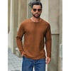 image:imageCOOFANDY Mens Waffle Long Sleeve Shirt Crew Neck TShirts Cotton Tee ShirtsBrown
