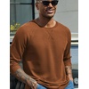 image:imageCOOFANDY Mens Waffle Long Sleeve Shirt Crew Neck TShirts Cotton Tee ShirtsBrown