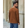 image:imageCOOFANDY Mens Waffle Long Sleeve Shirt Crew Neck TShirts Cotton Tee ShirtsBrown