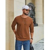 image:imageCOOFANDY Mens Waffle Long Sleeve Shirt Crew Neck TShirts Cotton Tee ShirtsBrown
