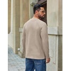 image:imageCOOFANDY Mens Waffle Long Sleeve Shirt Crew Neck TShirts Cotton Tee ShirtsLight Khaki