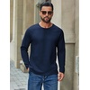 image:imageCOOFANDY Mens Waffle Long Sleeve Shirt Crew Neck TShirts Cotton Tee ShirtsNavy Blue