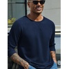 image:imageCOOFANDY Mens Waffle Long Sleeve Shirt Crew Neck TShirts Cotton Tee ShirtsNavy Blue