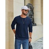 image:imageCOOFANDY Mens Waffle Long Sleeve Shirt Crew Neck TShirts Cotton Tee ShirtsNavy Blue