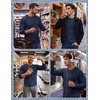image:imageCOOFANDY Mens Waffle Long Sleeve Shirt Crew Neck TShirts Cotton Tee ShirtsNavy Blue