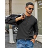image:imageCOOFANDY Mens Waffle Long Sleeve Shirt Crewneck T Shirt Casual Pullover TeeBlack