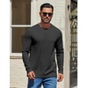 image:imageCOOFANDY Mens Waffle Long Sleeve Shirt Crewneck T Shirt Casual Pullover TeeBlack