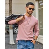 image:imageCOOFANDY Mens Waffle Long Sleeve Shirt Crewneck T Shirt Casual Pullover TeeDusty Pink