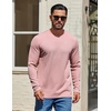 image:imageCOOFANDY Mens Waffle Long Sleeve Shirt Crewneck T Shirt Casual Pullover TeeDusty Pink
