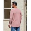 image:imageCOOFANDY Mens Waffle Long Sleeve Shirt Crewneck T Shirt Casual Pullover TeeDusty Pink