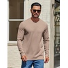 image:imageCOOFANDY Mens Waffle Long Sleeve Shirt Crewneck T Shirt Casual Pullover TeeKhaki