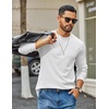 image:imageCOOFANDY Mens Waffle Long Sleeve Shirt Crewneck T Shirt Casual Pullover TeeWhite
