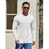 image:imageCOOFANDY Mens Waffle Long Sleeve Shirt Crewneck T Shirt Casual Pullover TeeWhite