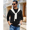 image:imageCOOFANDY Mens Waffle Long Sleeve Shirts Casual Pullover Crew Neck T ShirtAll Black