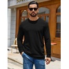 image:imageCOOFANDY Mens Waffle Long Sleeve Shirts Casual Pullover Crew Neck T ShirtAll Black