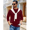 image:imageCOOFANDY Mens Waffle Long Sleeve Shirts Casual Pullover Crew Neck T ShirtBurgundy