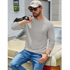image:imageCOOFANDY Mens Waffle Long Sleeve Shirts Casual Pullover Crew Neck T ShirtLight Grey