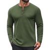 image:imageCOOFANDY Mens Henley Shirts Long Sleeve Casual Pullover Button TShirtOlive Green