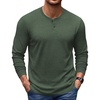 image:imageCOOFANDY Mens Henley TShirts Long Sleeve Casual Cotton Pullover ShirtGreen
