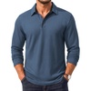 image:imageCOOFANDY Mens Long Sleeve Polo Shirt Collared Performance Golf ShirtsBlue