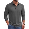 image:imageCOOFANDY Mens Long Sleeve Polo Shirts Casual Basic Lightweight Button TeeDark Heather Grey