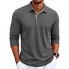 image:imageCOOFANDY Mens Long Sleeve Polo Shirts Casual Collared Shirt Classic Basic Polo TeeDark Grey