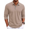 image:imageCOOFANDY Mens Long Sleeve Polo Shirts Casual Collared Shirt Classic Basic Polo TeeKhaki