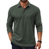 image:imageCOOFANDY Mens Long Sleeve Polo Shirts Cotton Casual Polos Button Tee ShirtArmy Green