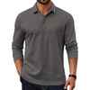 image:imageCOOFANDY Mens Long Sleeve Polo Shirts Cotton Casual Polos Button Tee ShirtDark Grey