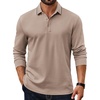 image:imageCOOFANDY Mens Long Sleeve Polo Shirts Cotton Casual Polos Button Tee ShirtKhaki