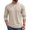 image:imageCOOFANDY Mens Long Sleeve Shirts Crew Neck Cotton TShirt Casual ShirtsLight Khaki