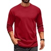 image:imageCOOFANDY Mens Long Sleeve T Shirt Heavyweight Crew Neck TShirt Premium Cotton TeeRed