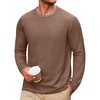 image:imageCOOFANDY Mens Long Sleeve T Shirts Cotton Crew Neck Heavyweight Tee Shirts Color Block Casual Pullover ShirtBrown
