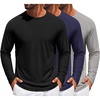 image:imageCOOFANDY Mens Long Sleeve TShirt Sun Protection Athletic Tee ShirtsC BlackNavy BlueLight Grey 3 Pack