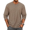 image:imageCOOFANDY Mens Long Sleeve Tee Shirts Cotton Vintage Washed T Shirts Relaxed Fit Basic TeesKhaki